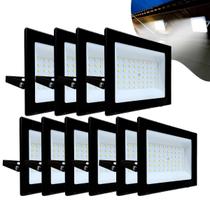 Kit 10 Refletores Led 200w Holofote Bivolt Prova D'água Branco Frio