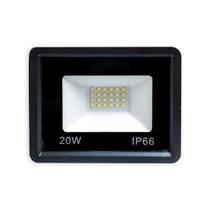 Kit 10 Refletores Led Slim/Fino Alumínio Preto 20W Branco