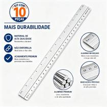 Kit 10 Réguas de Alumínio Resistente e Firme Profissional Escolar Artesanal Escritório Papelaria Kit 10 Réguas de Alumínio Resistente e Firme Profissional Escolar Artesanal Escritório Papelaria