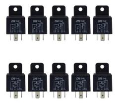 Kit 10 Relés Auxiliares Dni 0140 - 5 Terminais 12v 40A Universal