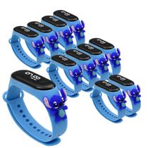 Kit 10 Relógio Digital Led Infantil A Prova D'água Stitch Azul Menina Menino Kit 10 Relógio Digital Led Infantil A Prova D'água Stitch Azul Menina Menino