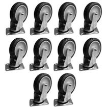 Kit 10 Rodinhas 12cm Plástico BP 5 Pol c Placa Giratória Kit 10 Rodinhas 12cm Plástico BP 5 Pol c Placa Giratória