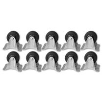 Kit 10 Rodízios 312 Borracha c Placa Fixa s/ Trava para 75Kg