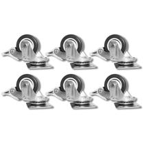 Kit 10 Rodízios c/ Trava c/ Placa Giratória 4 Pol Plástico