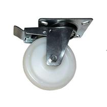 Kit 10 Rodizios Nylon 4pol. Placa Girat. C/ Freio 170kg Roda