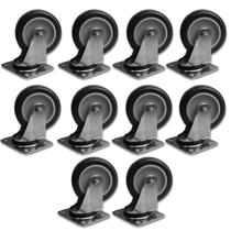 Kit 10 Rodízios Placa Giratória s Trava p Móveis 2Pol BP 65K