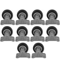 Kit 10 Rodízios s Trava c Placa Fixa Cinza 2 Pol Plástico