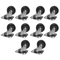 Kit 10 Rodízios s Trava c Placa Giratória Preta 3 Pol