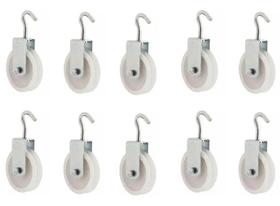 KIT 10 ROLDANA PLASTICA NYLON PARA VARAL 8cm COM GANCHO REFORÇADA