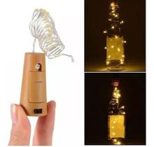 KIT 10 Rolha Fio De Fada Led Garrafa 2m Branco Quente