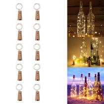 Kit 10 Rolhas Fio Luz 2 Mts Fada Com 20 Leds Branco Quente