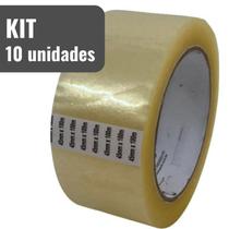 Kit 10 Rolos de Durex Fita Adesiva Transparente - 45mm x 100m Reforçado Resistente