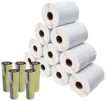Kit 10 Rolos Etiqueta Couche 100mm x 50mm + 5 Ribbons