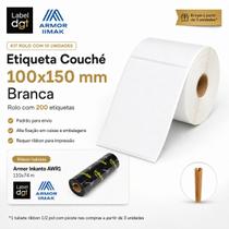 Kit 10 Rolos Etiqueta Couche 100x150mm Branca Sem Serrilha