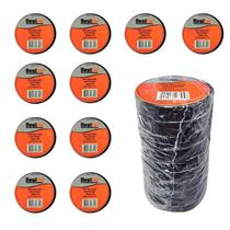 Kit 10 Rolos Fita Isolante 18mm X 5 Metros Preta Durável Kit 10 Rolos Fita Isolante 18mm X 5 Metros Preta Durável