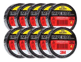 Kit 10 Rolos Fita Isolante 3m Imperial 18mm X 5 Metros Preta Cor Preto Liso