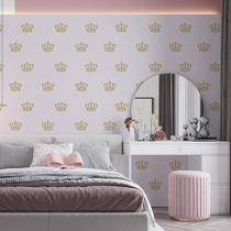 Kit 10 Rolos Papel De Parede Adesivo Rosa E Dourado 3,0M