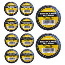 Kit 10 Rolos Pç Fita Isolante 10 Metros Preta Kit 10 Rolos Pç Fita Isolante 10 Metros Preta