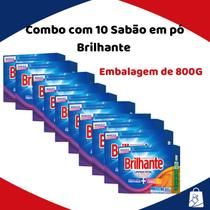 Kit 10 Sabão em Pó Brilhante Limpeza Total 800g
