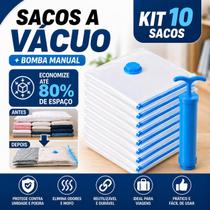 Kit 10 Saco À Vacuo 50x60cm Organização Otimização De Espaço Na Mala De Bordo Guarda Roupas Porta Malas Bagageiro
