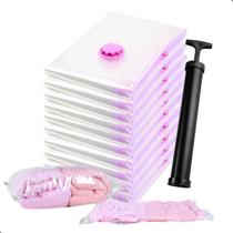 Kit 10 Saco a Vacuo com Bomba Organização de Roupas Mala Viagem Guarda Roupa