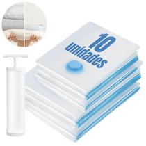 Kit 10 Saco a Vácuo Hermético para Roupas Toalhas Edredom com Bomba