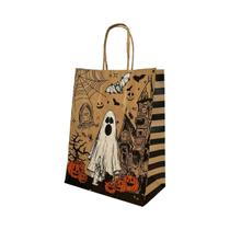 Kit 10 Sacola De Papel Kraft Festa Halloween Bruxas Fantasma