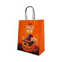 Kit 10 Sacola De Papel Kraft Festa Halloween Bruxas Happy