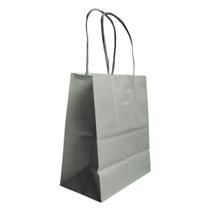 Kit 10 Sacola De Papel Kraft Prata Presente PP 13,5x8x16cm Kit 10 Sacola De Papel Kraft Prata Presente PP 13,5x8x16cm