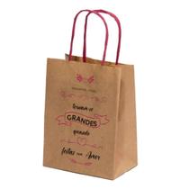 Kit 10 Sacola De Papel Kraft Presente Frases Pequena Alça