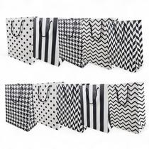 Kit 10 Sacola de Presente Grande 37cm Black And White Festa