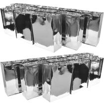 Kit 10 Sacola Papelão Laminada Holográfica Alça Prateada Dourada Brilho Festa Presente Alta Qualidade Elegância Versátil Durável