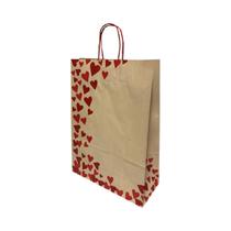 Kit 10 Sacola Para Presente Amor Papel Kraft 23,5X10X31,5Cm