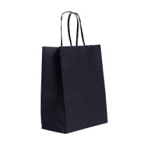 Kit 10 Sacolas De Papel Kraft Presente Preta 17,5x8,5x21,5cm