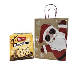 Kit 10 Sacolas Papel Kraft Noel Panetone 27x20x33 cm - Natal