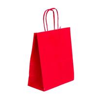 Kit 10 Sacolas Papel Kraft Presente Vermelha 17,5x8,5x21,5cm