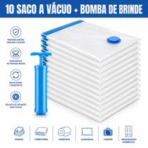 Kit 10 Sacos a Vácuo 50x60cm com Bomba Manual para Organizar Mala de Viagem e Guarda Roupa Kit 10 Sacos a Vácuo 50x60cm com Bomba Manual para Organizar Mala de Viagem e Guarda Roupa