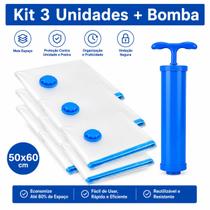 Kit 10 Sacos A Vácuo com Bomba Sucção Organizadores 50x60cm Viagem Mala Organizador Roupa Casaco Cobertor Edredom