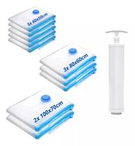 Kit 10 Sacos A Vácuo Grande Organizador 5un 50x60cm 3un 80x60 2un 100x70cm Bomba a Vacuo
