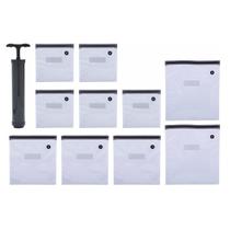 Kit 10 Sacos Herméticos Congelar Temperar Bomba Super Vácuo