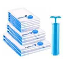 Kit 10 Sacos Organizadores A Vacuo 5un 50x60 3un 60x80 2un 70x110 + Bomba Manual