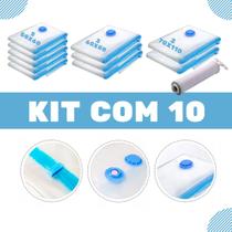 Kit 10 Sacos Organizadores A Vacuo Roupas Cobertor 5un 50x60 3un 60x80 2un 70x110