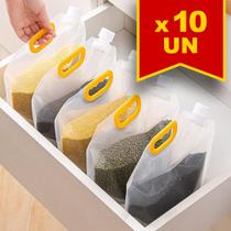 Kit 10 Sacos para Armazenar Alimentos com tampa dispenser