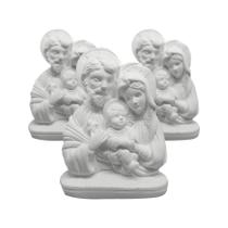 Kit 10 Sagrada Família 12cm Gesso Cru Branca Atacado - Divinário
