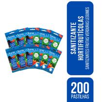 Kit 10 Sanitizantes 200 Pastilhas Higienização Frutas Verduras Clorin Salad