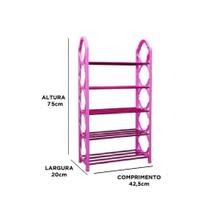 Kit 10 sapateira organizadora rosa com 5 prateleiras estante para ate 10 pares vertical tenis sapato
