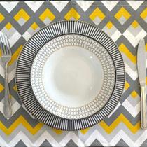 Kit 10 Serviços Americanos Chevron Amarelo Impermeável - 35x45cm Kit 10 Serviços Americanos Chevron Amarelo Impermeável - 35x45cm