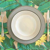 Kit 10 Serviços Americanos Folhas Verde e Amarelo Impermeável - 35x45cm Kit 10 Serviços Americanos Folhas Verde e Amarelo Impermeável - 35x45cm