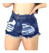 Kit 10 Shorts Jeans Feminino Cintura Alta Destroyed Hot Pants Atacado Revenda - Fort Moda