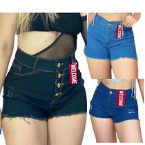 Kit 10 Shorts Jeans Femininos Cintura Alta Premium Kit Econômico
